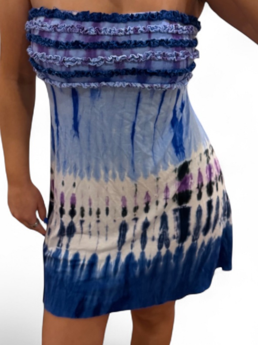 uluwatu handmade balinese tie dye strapless mini dress